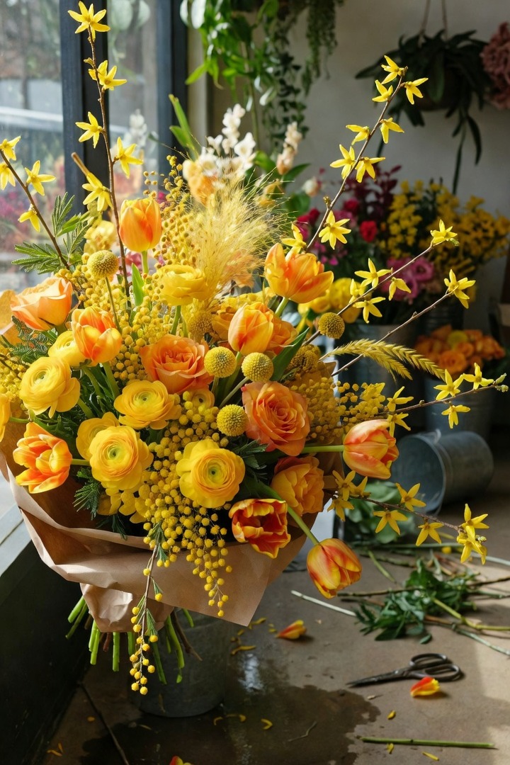 黄とオレンジの花束