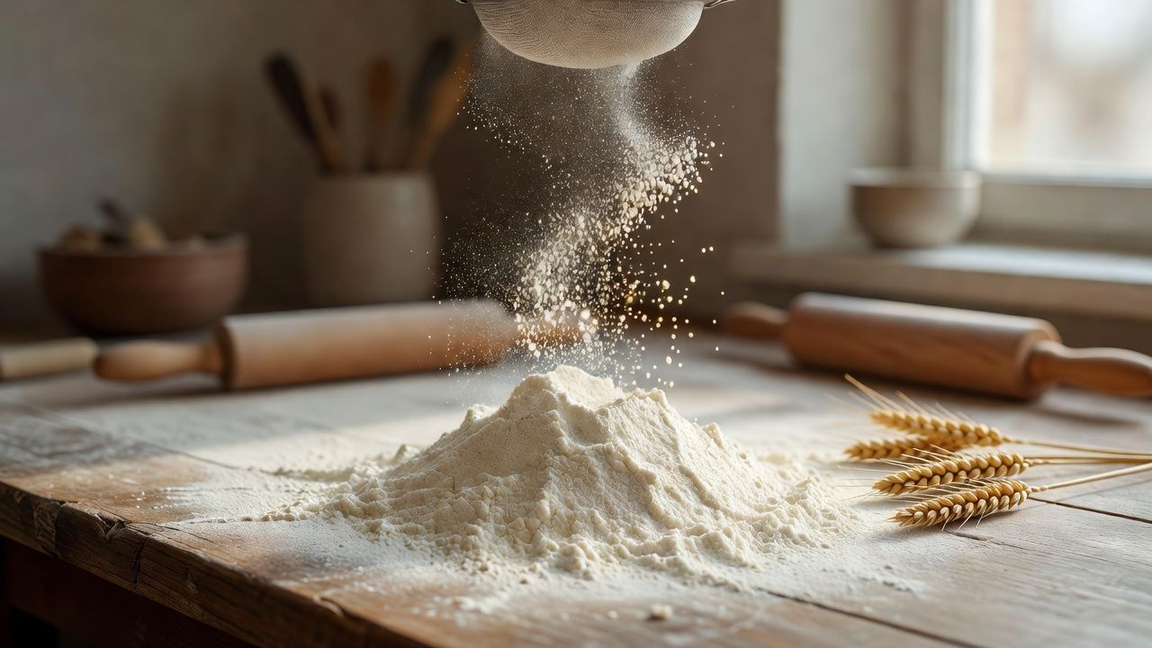 粉をふるう作業台